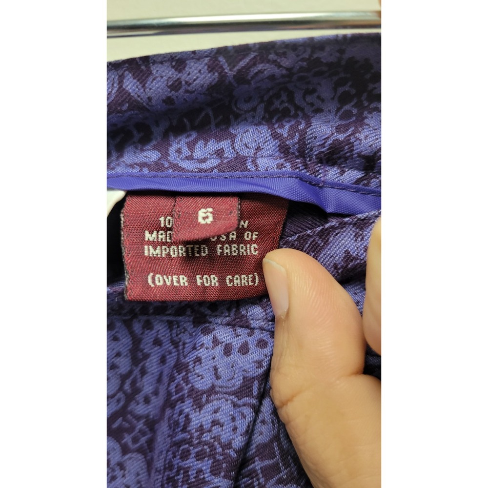 VTG Susan Bristol WOMEN'S skirt purple floral fit&flare pleated rayon‎  SIZE 6 - Picture 6 of 9